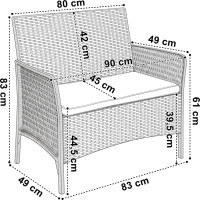 Zahradní nábytek CAMELIA (pohovka + 2 křesla + stůl) - černá