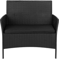 Zahradní nábytek CAMELIA (pohovka + 2 křesla + stůl) - černá