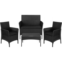 Zahradní nábytek CAMELIA (pohovka + 2 křesla + stůl) - černá