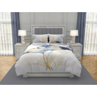 Saténové povlečení NOBILE Ginkgo - bílé/šedé - 220x200 cm