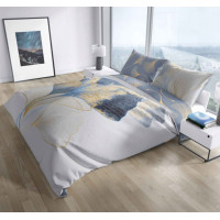 Saténové povlečení NOBILE Ginkgo - bílé/šedé - 220x200 cm