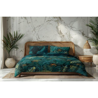 Saténové povlečení NOBILE Jungle - tmavě zelené - 220x200 cm