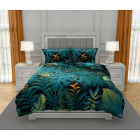 Saténové povlečení NOBILE Jungle - tmavě zelené - 220x200 cm