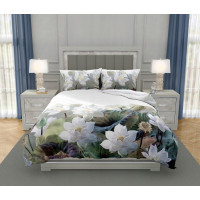 Saténové povlečení NOBILE Lekníny - bílé - 140x200 cm