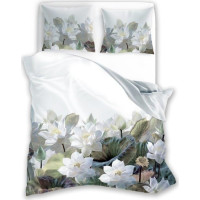 Saténové povlečení NOBILE Lekníny - bílé - 140x200 cm