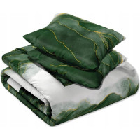 Saténové povlečení NOBILE Listy - bílé/zelené - 140x200 cm