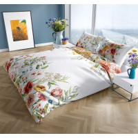 Saténové povlečení NOBILE Luční kvítí - bílé - 140x200 cm