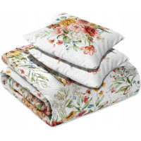 Saténové povlečení NOBILE Luční kvítí - bílé - 220x200 cm