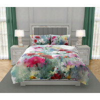 Saténové povlečení NOBILE Pastelové květy - tyrkysové - 220x200 cm