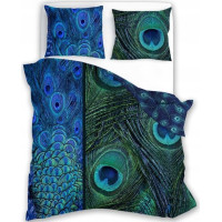 Saténové povlečení NOBILE Peacock - modré/zelené - 220x200 cm