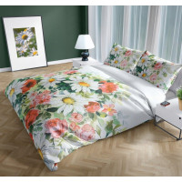 Saténové povlečení NOBILE Rozkvetlá louka - bílé - 140x200 cm