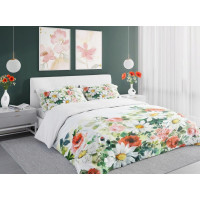 Saténové povlečení NOBILE Rozkvetlá louka - bílé - 140x200 cm