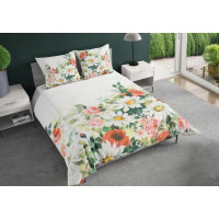 Saténové povlečení NOBILE Rozkvetlá louka - bílé - 140x200 cm