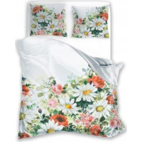 Saténové povlečení NOBILE Rozkvetlá louka - bílé - 140x200 cm