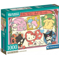 CLEMENTONI Puzzle Hello Kitty a přátelé - roztomilá koláž 1000 dílků