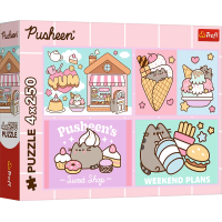 TREFL Puzzle Pusheen: Seznamte se s Pusheen 4x250 dílků