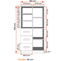 Regál SCOUT - dub sonoma/bílý (více variant)