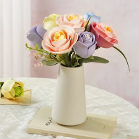 ROBOTIME Rokr Floral Art: 3D puzzle Světle růžová kamélie 37 dílků