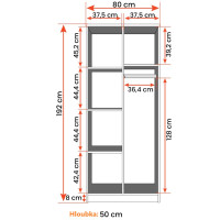 Šatní skříň SCOUT 80 - šedá/bílá (více variant)