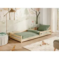 Dětská Montessori postel z masivu borovice ALICE - 200x90 cm - PŘÍRODNÍ