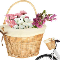 Proutěný košík RALLEX na řídítka jízdního kola - přírodní/bílý