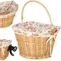 Proutěný košík RALLEX na řídítka jízdního kola - přírodní/květovaný