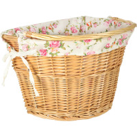 Proutěný košík RALLEX na řídítka jízdního kola - přírodní/květovaný