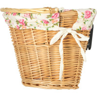 Proutěný košík RALLEX na řídítka jízdního kola - přírodní/květovaný