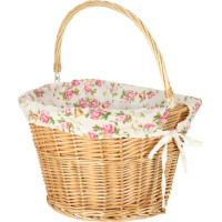 Proutěný košík RALLEX na řídítka jízdního kola - přírodní/květovaný