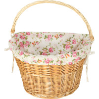 Proutěný košík RALLEX na řídítka jízdního kola - přírodní/květovaný