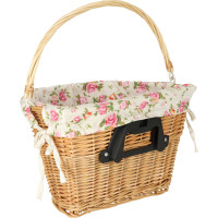 Proutěný košík RALLEX na řídítka jízdního kola - přírodní/květovaný