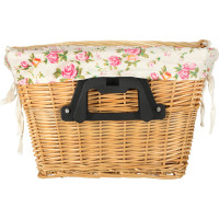 Proutěný košík RALLEX na řídítka jízdního kola - přírodní/květovaný