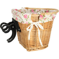 Proutěný košík RALLEX na řídítka jízdního kola - přírodní/květovaný