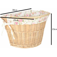 Proutěný košík RALLEX na řídítka jízdního kola - přírodní/květovaný