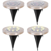 Solární zahradní světla 8 LED - 4 ks - teplá bílá