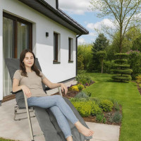 Zahradní lehátko LUARO s polštářem - šedé