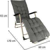 Zahradní lehátko LUARO s polštářem - šedé