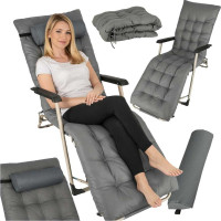 Zahradní lehátko LUARO s polštářem - šedé