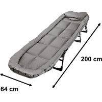 Kempingová skládací postel LUARO - 190x63x30 cm - šedá