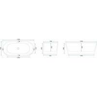 Přístěnná akrylátová vana REA VENETA 170x79 cm - bílá