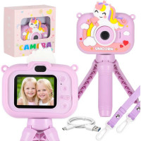 Dětský digitální fotoaparát na stativu Jednorožec - fialový