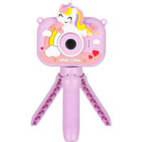 Dětský digitální fotoaparát na stativu Jednorožec - fialový