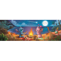 CLEMENTONI Panoramatické puzzle Lilo & Stitch: Noční táborák 1000 dílků
