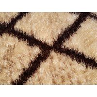 Kusový koberec SHAGGY NEVADA - mřížka - béžový