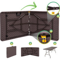 Set cateringového nábytku WOODLAND - stůl 180 cm + 2 lavice - hnědý