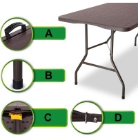 Set cateringového nábytku WOODLAND - stůl 180 cm + 2 lavice - hnědý