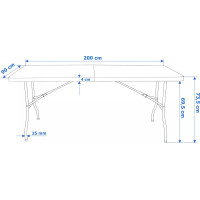 Cateringový stůl BUFET WHITE 200x90 cm - bílý