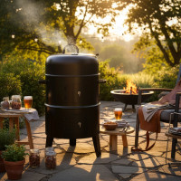 Gril na dřevěné uhlí s udírnou FUMARO