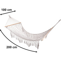 Zahradní houpací síť BOHO se střapci - 200 cm - šedá