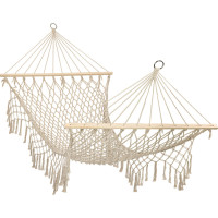 Zahradní houpací síť BOHO se střapci - 200 cm - ecru